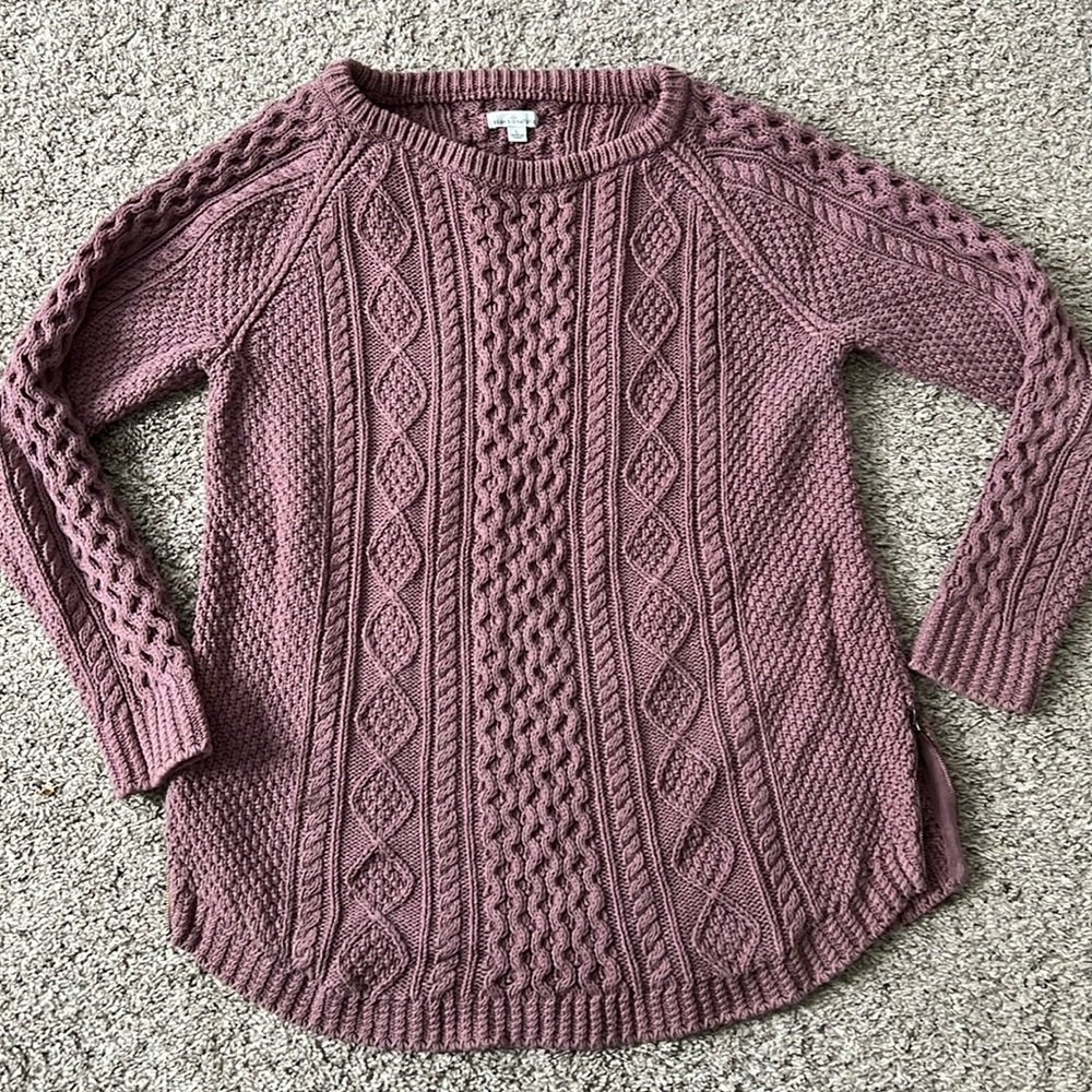EUC LL Bean Signature cotton cable knit fisherman sweater tunic L
